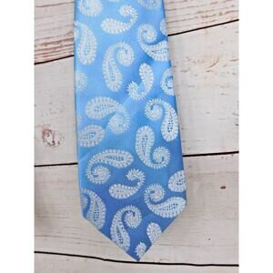Alexander Julian Colours Mens Polyester Tie Bright Blue Paisley Hand Made